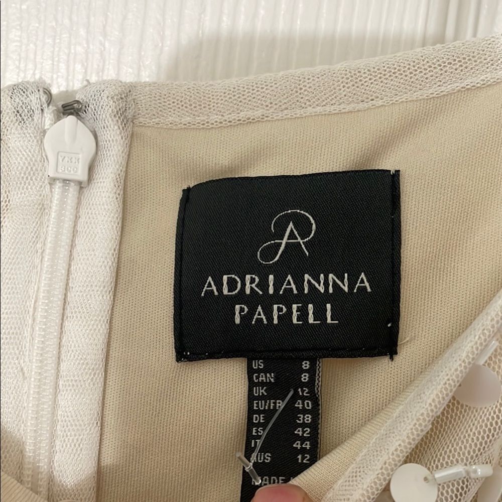 ADRIANNA PAPELL Short Ivory Beaded Cocktail Dress Short Shift Dress 6 - Picture 6 of 8